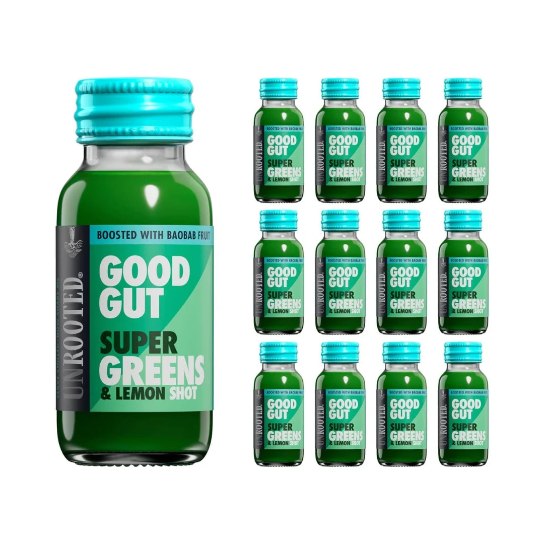 UNROOTED Drinks Health Shot 12x60ml Good Gut - Super Greens & Lemon