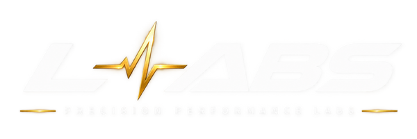 A stylized metallic gold logo with an EKG-like heartbeat line and the text 'LAVALS' in large translucent letters, plus smaller text reading 'PRECISION PERFORMANCE LABS' on a white background.