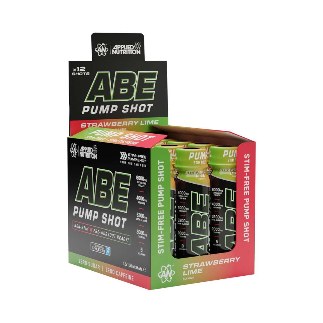Applied Nutrition ABE Stim Free Pump Shots 12x100ml - Strawberry Lime