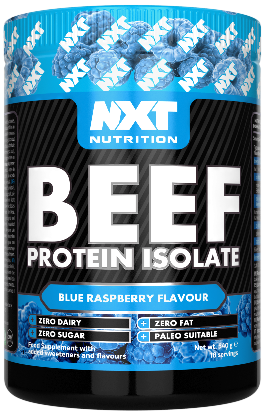 NXT Nutrition Beef Protein Isolate 540g Blue Raspberry