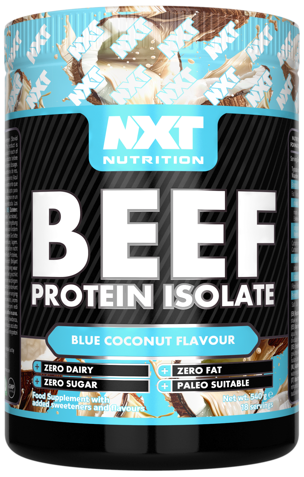 NXT Nutrition Beef Protein Isolate 540g Blue Coconut