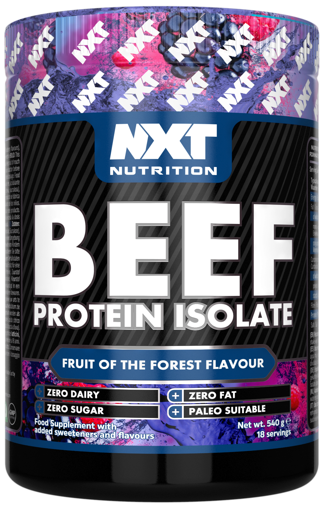NXT Nutrition Beef Protein Isolate 540g Fruits Of The Forest