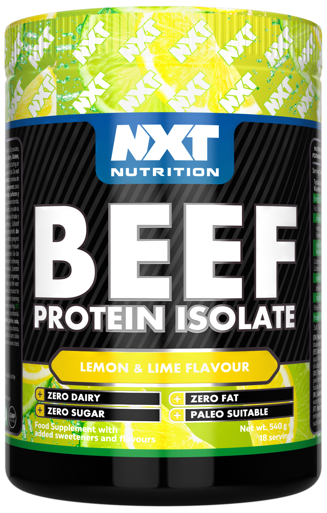 NXT Nutrition Beef Protein Isolate 540g Lemon & Lime