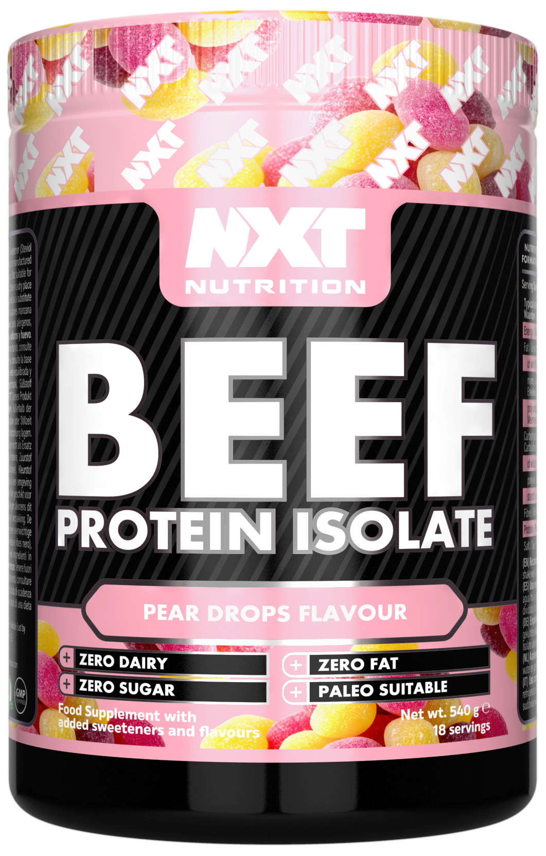 NXT Nutrition Beef Protein Isolate 540g Pear Drops