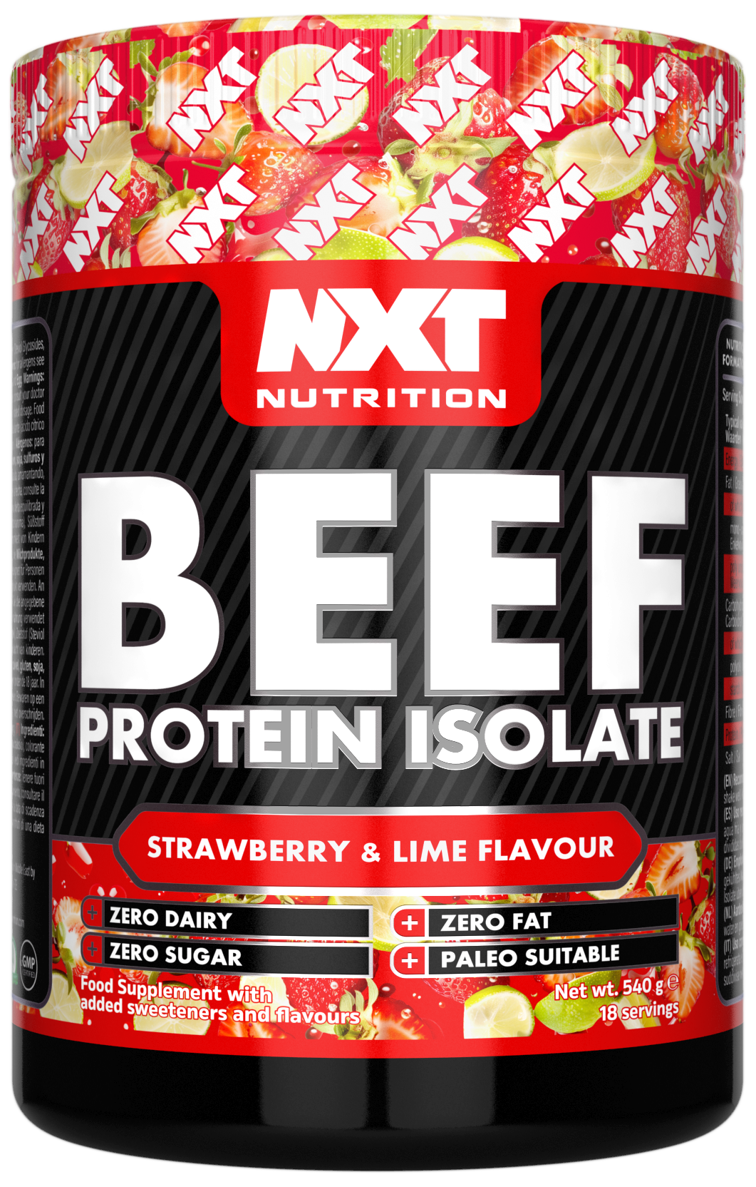 NXT Nutrition Beef Protein Isolate 540g Strawberry & Lime