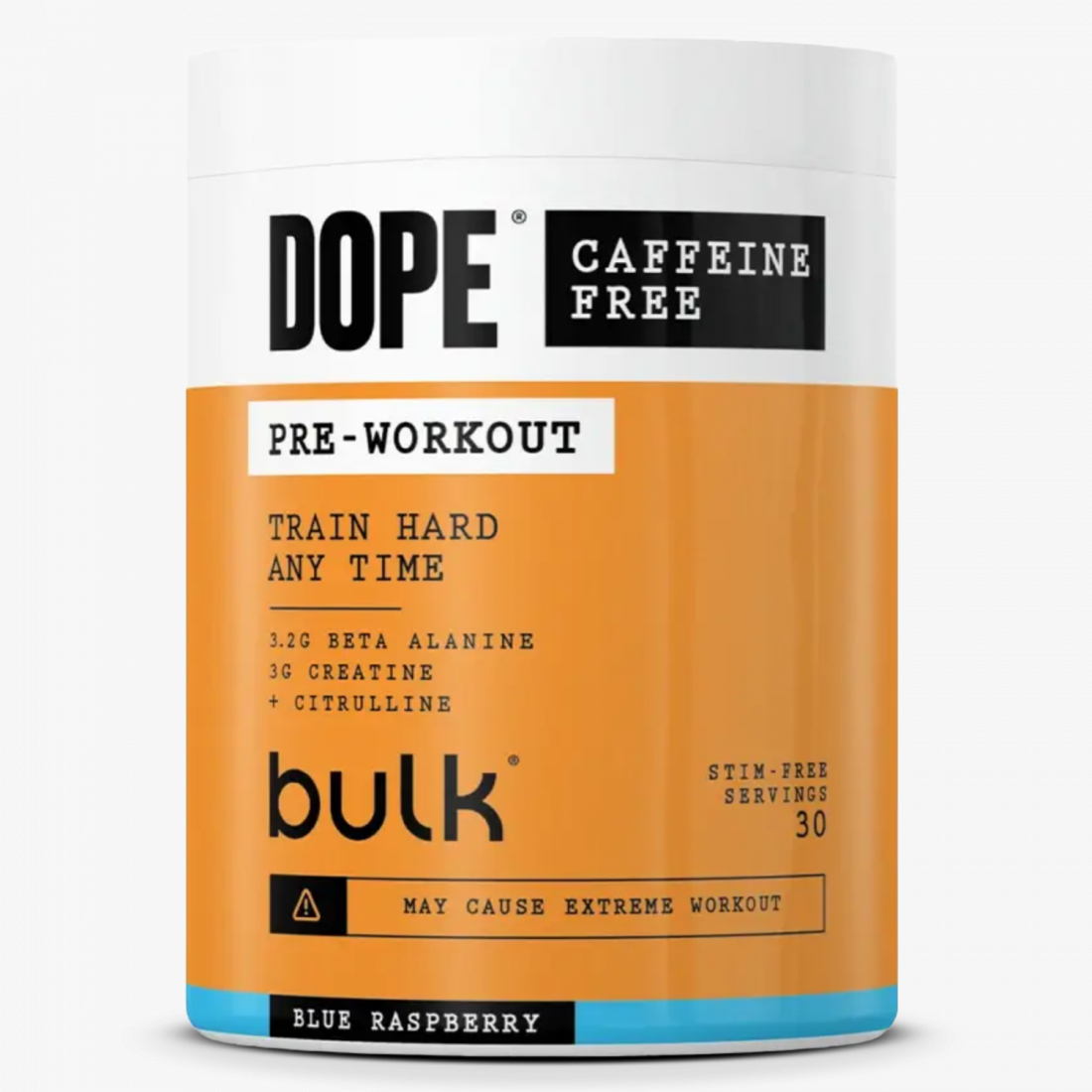 Bulk Dope Pre Workout Caffeine Free 510g Blue Raspberry