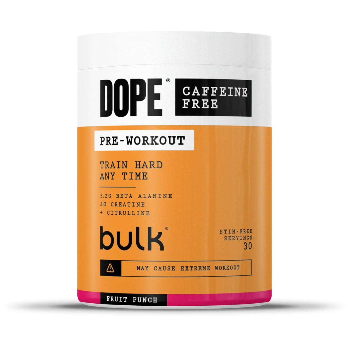 Bulk Dope Pre Workout Caffeine Free 510g Fruit Punch