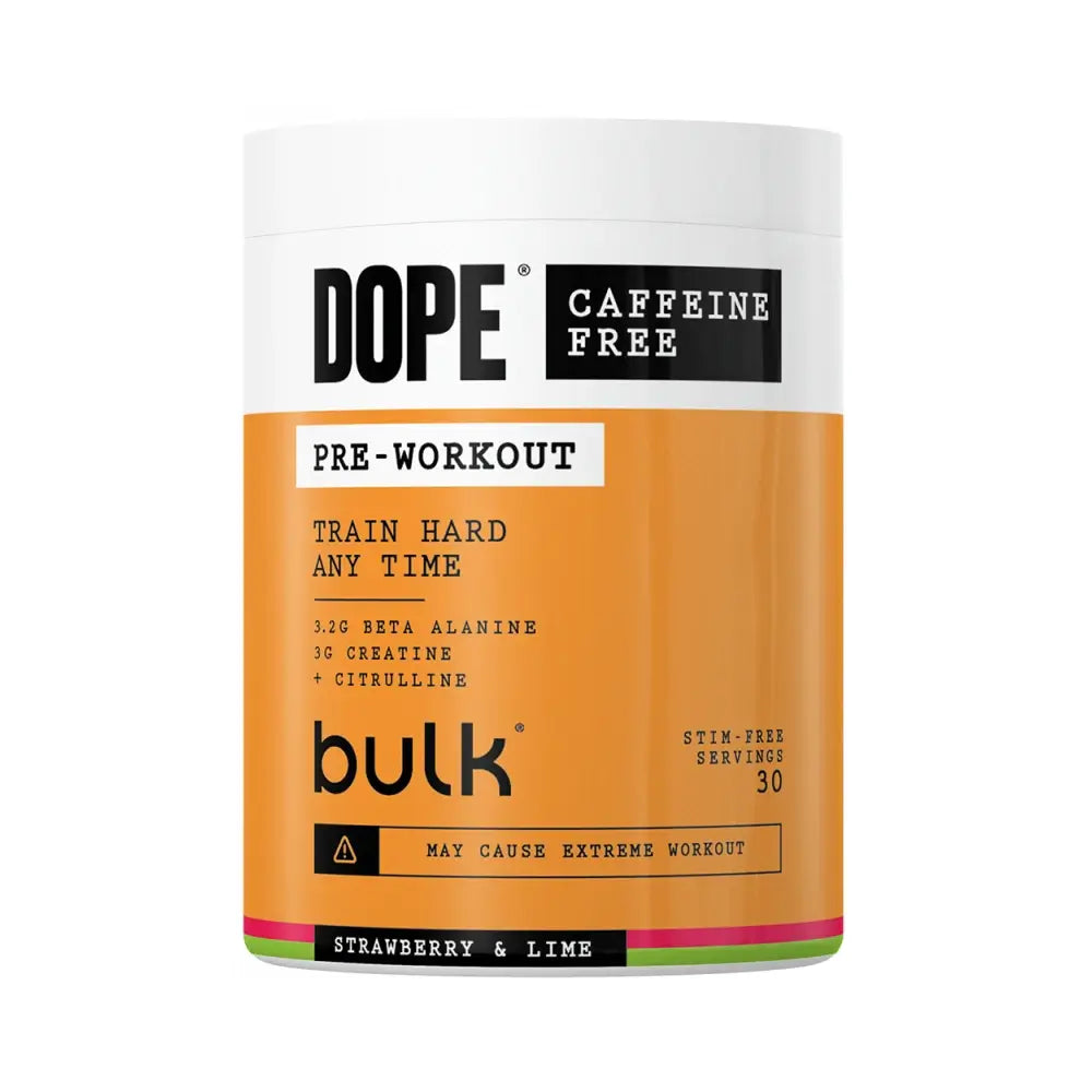 Bulk Dope Pre Workout Caffeine Free 510g Strawberry and Lime