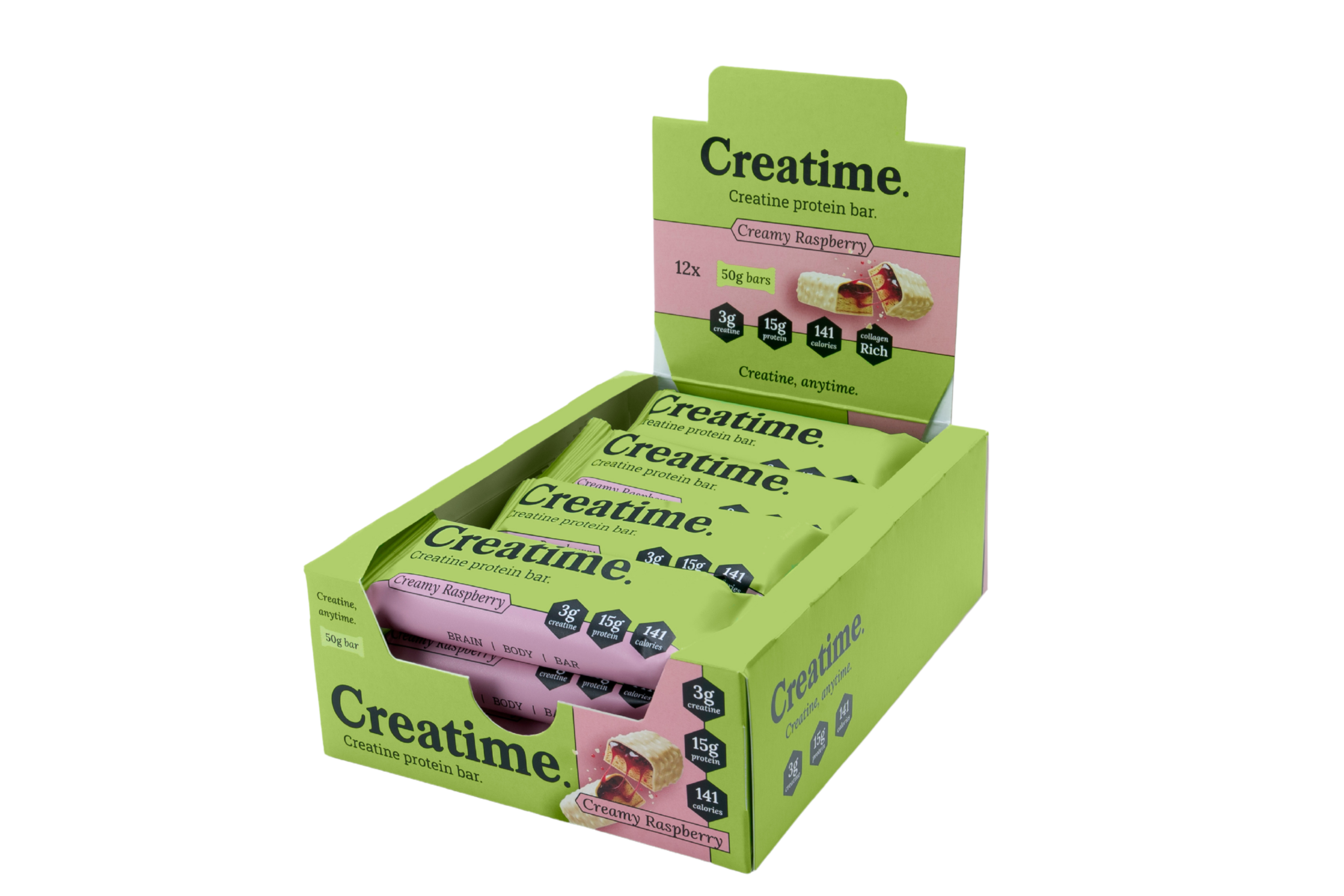 Creatime Creatine Protein Bar Creamy Raspberry 12x50g