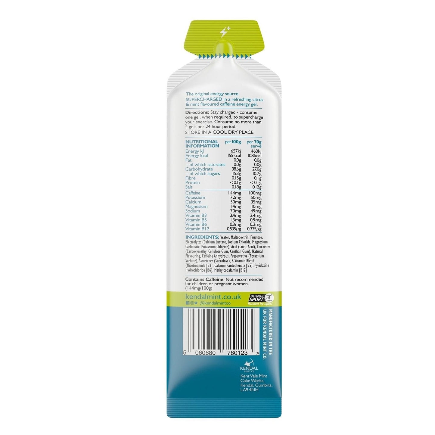 KMC NRG GEL+ Citrus & Mint Caffeine Energy Gel 70g