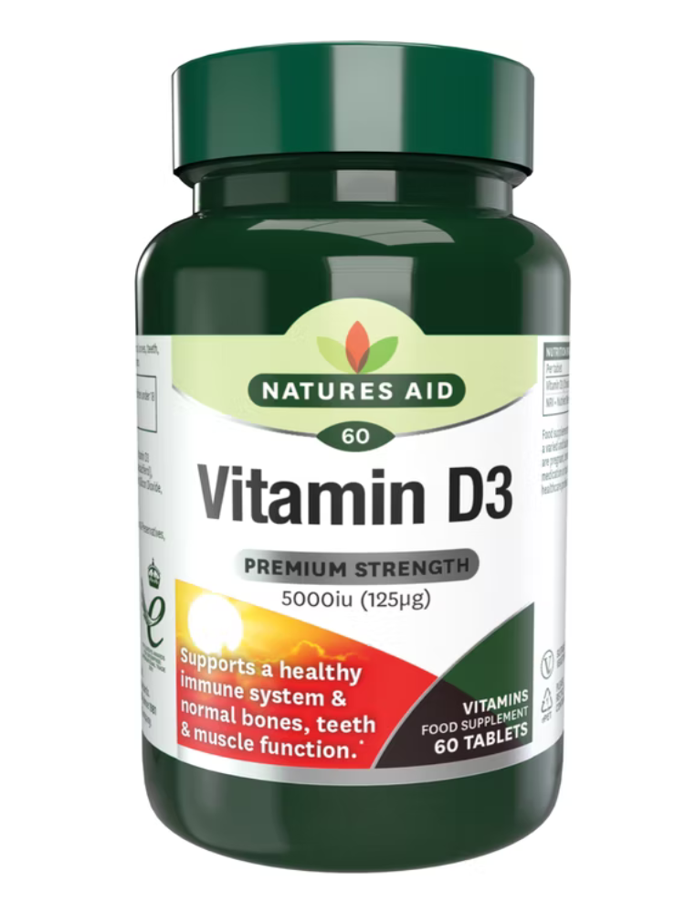 Natures Aid Vitamin D3 5000iu 125ug 60 Tablets