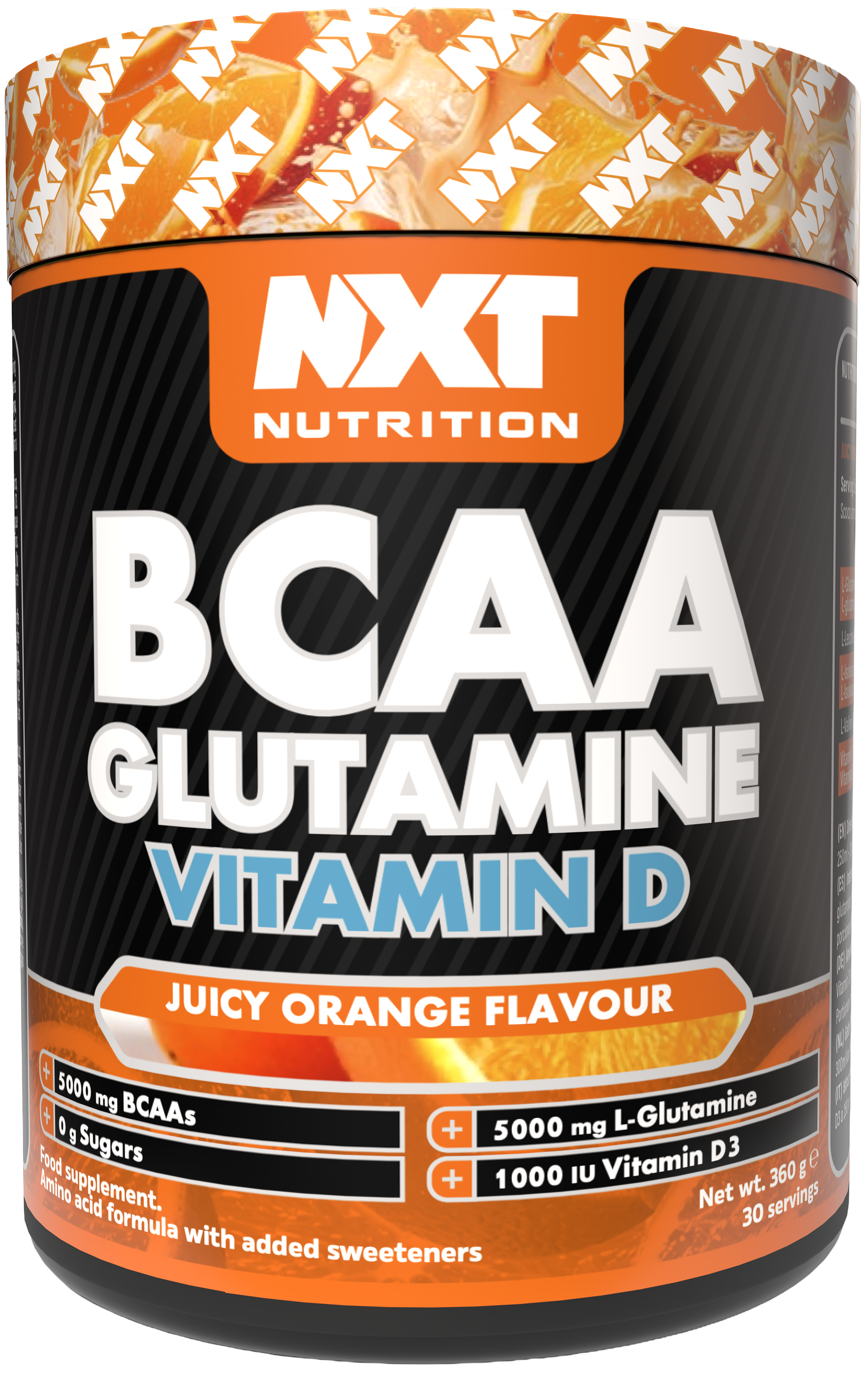 NXT BCAA Glutamine & Vitamin D 360g Juicy Orange