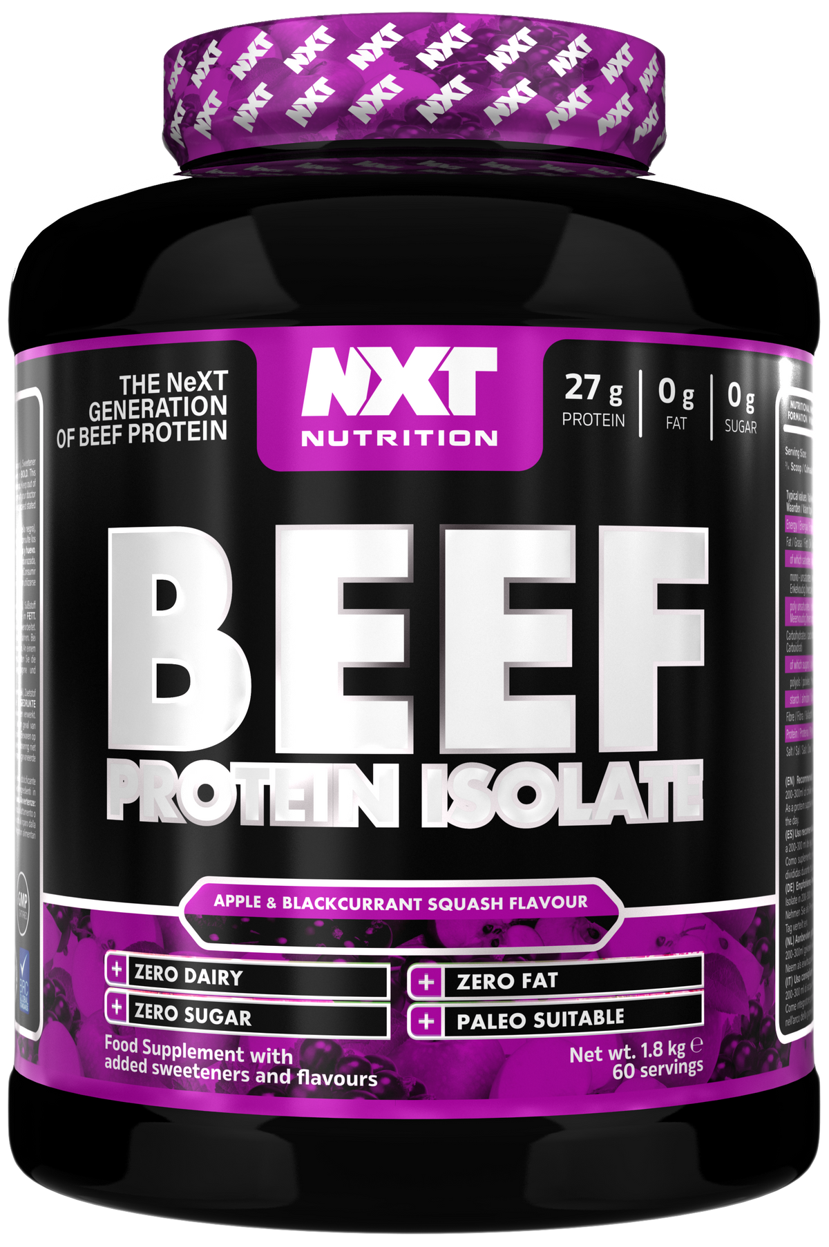 NXT Nutrition Beef Protein Isolate 1.8kg Apple & Blackcurrant