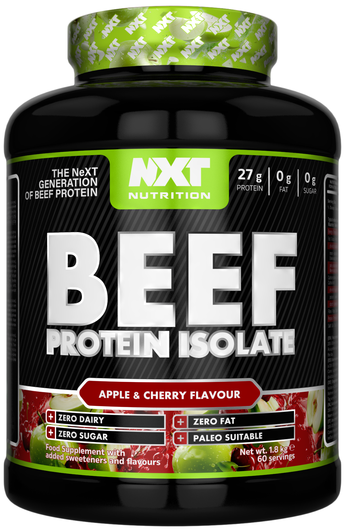 NXT Nutrition Beef Protein Isolate 1.8kg Apple & Cherry