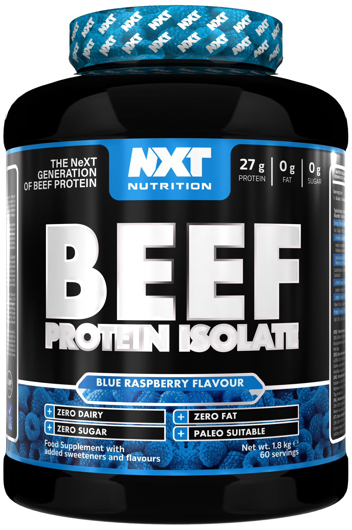 NXT Nutrition Beef Protein Isolate 1.8kg Blue Raspberry