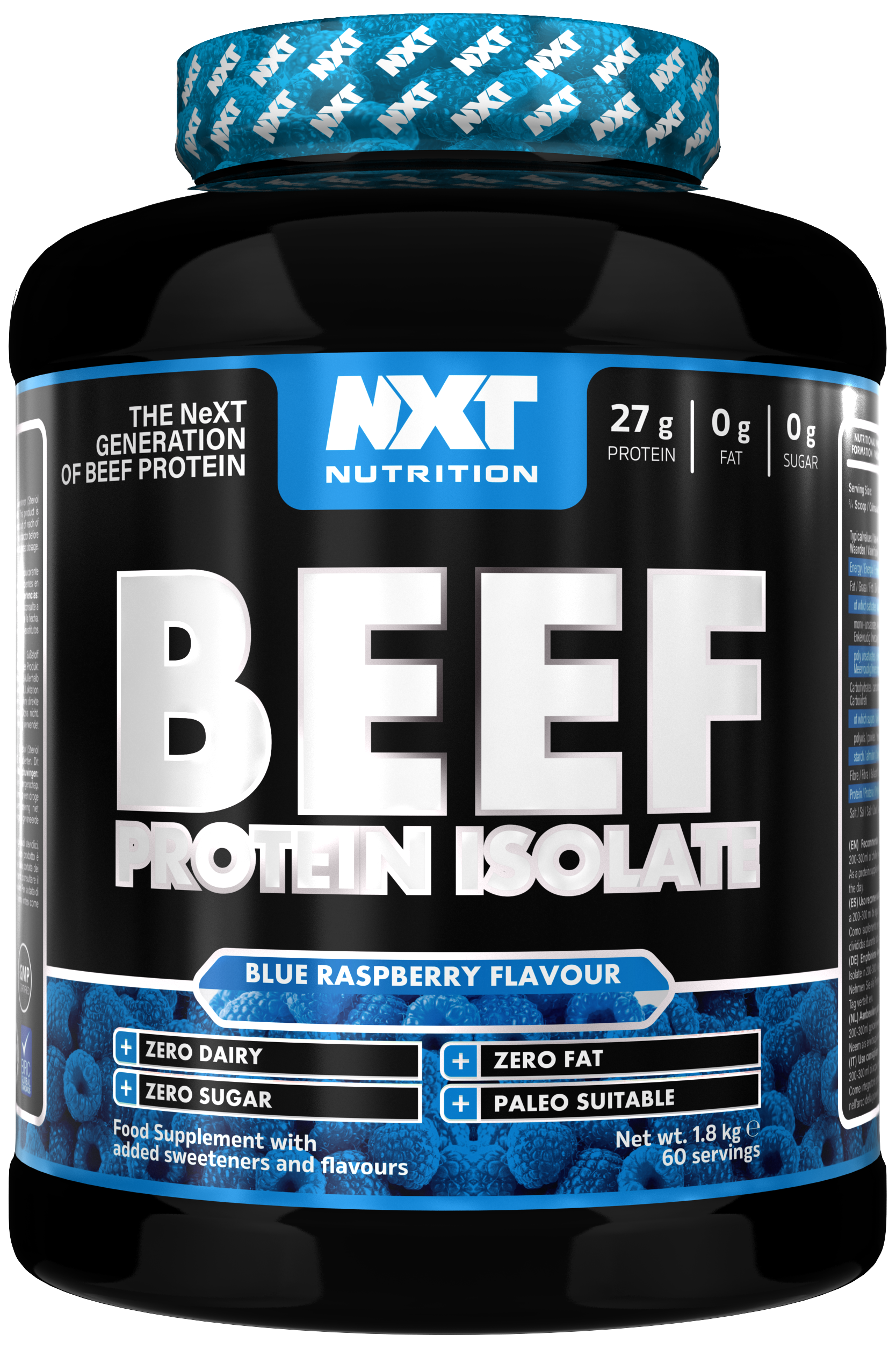 NXT Nutrition Beef Protein Isolate 1.8kg Blue Raspberry