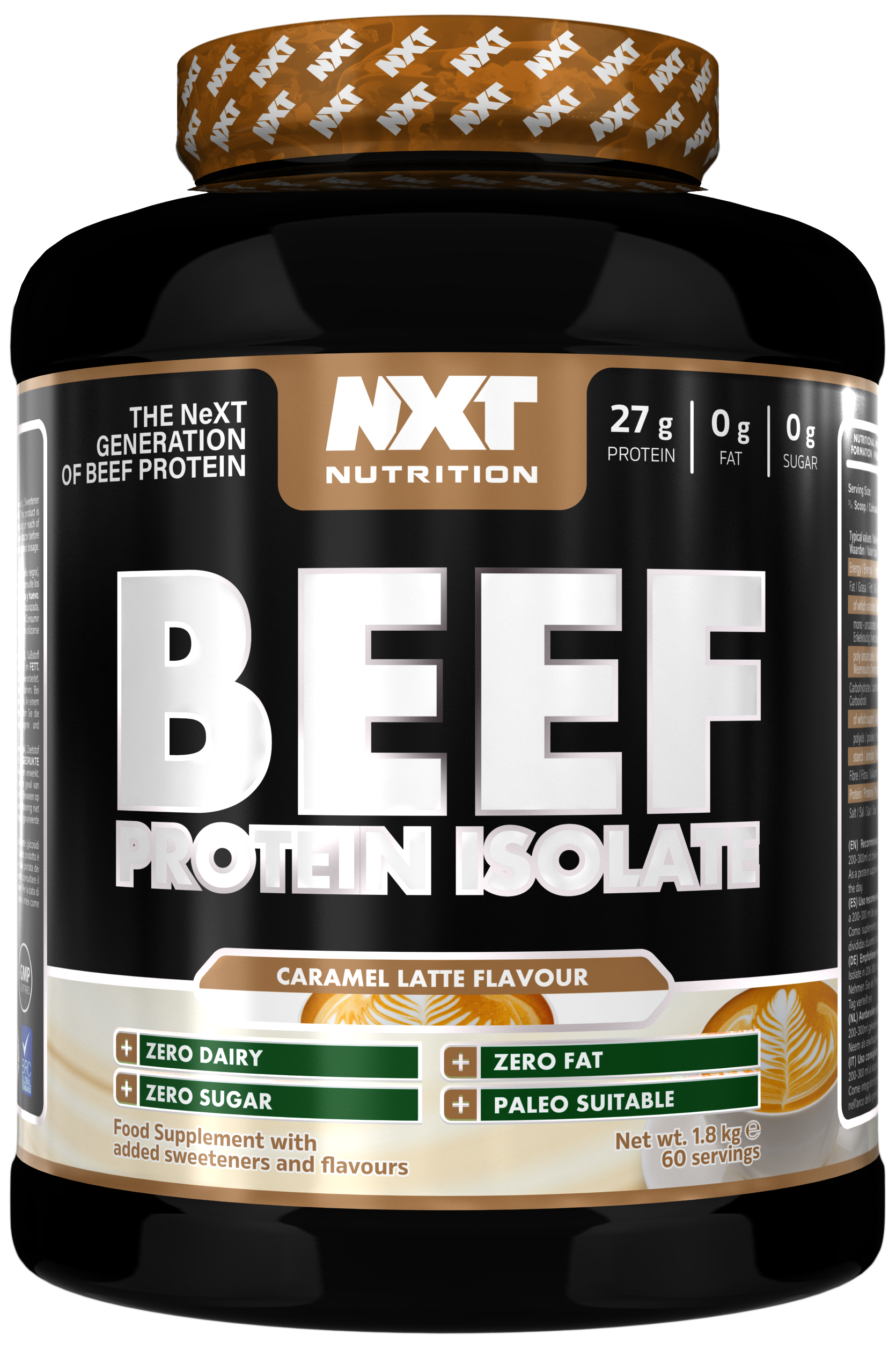 NXT Nutrition Beef Protein Isolate 1.8kg Caramel Latte