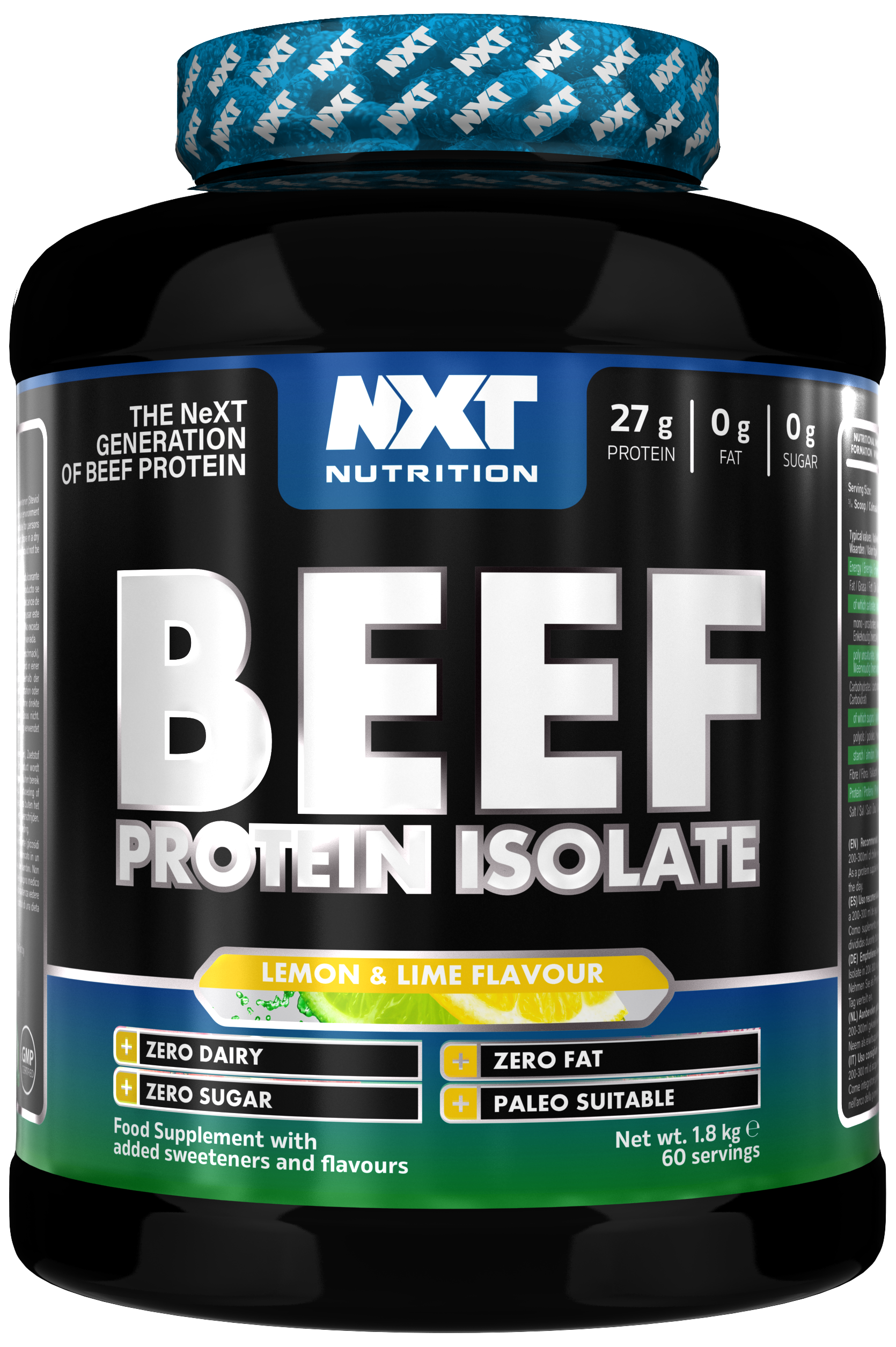 NXT Nutrition Beef Protein Isolate 1.8kg Lemon & Lime