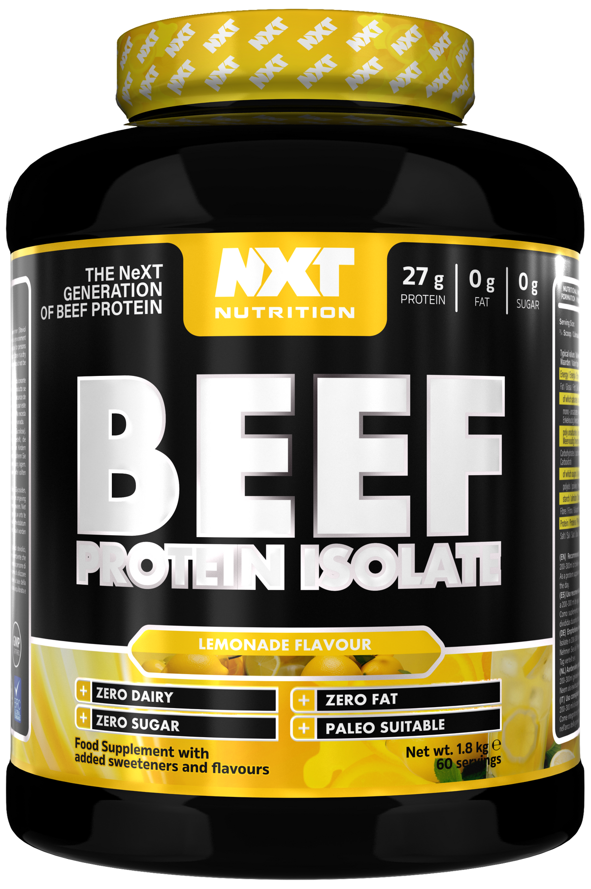 NXT Nutrition Beef Protein Isolate 1.8kg Lemonade