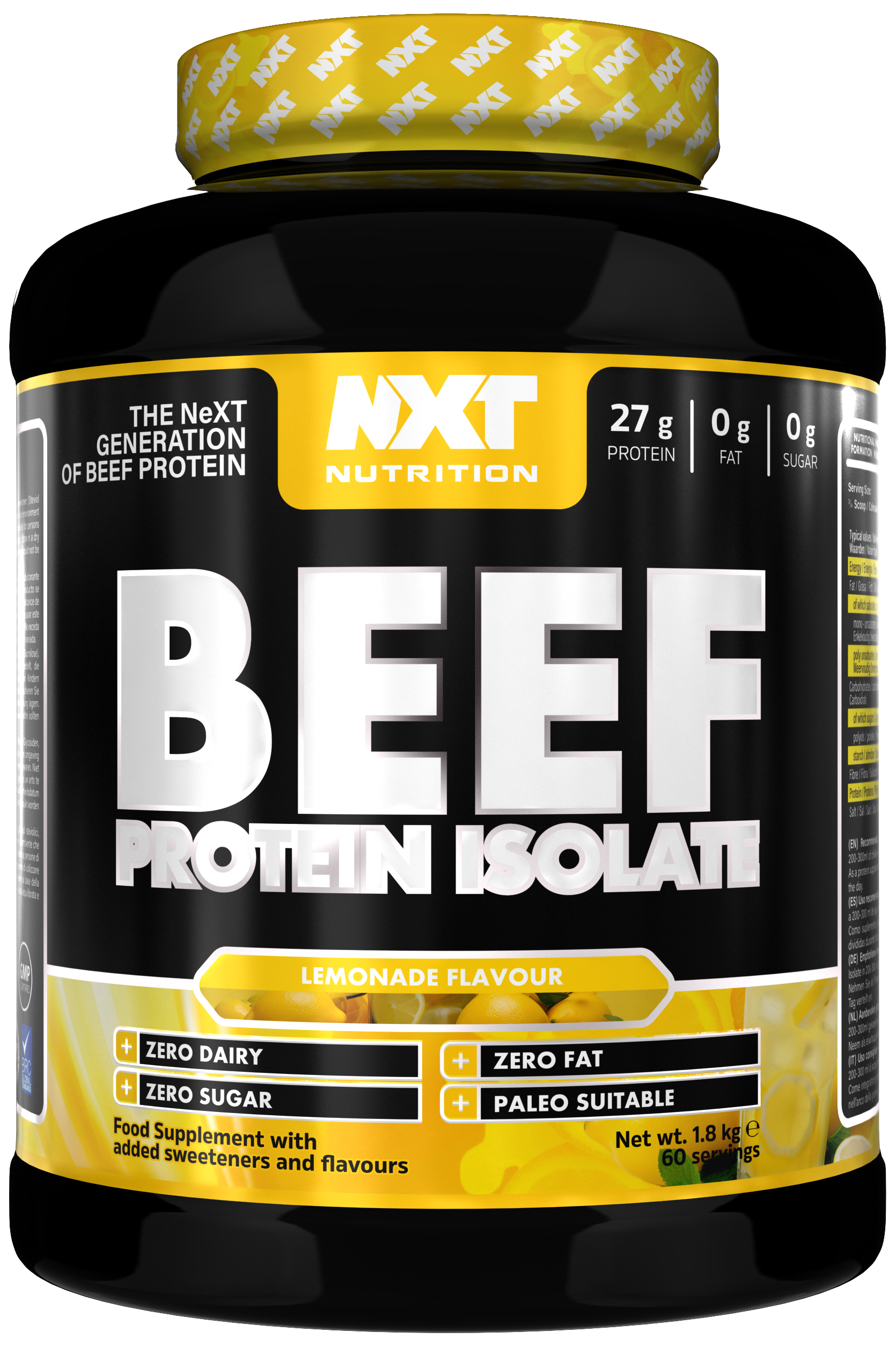 NXT Nutrition Beef Protein Isolate 1.8kg Lemonade