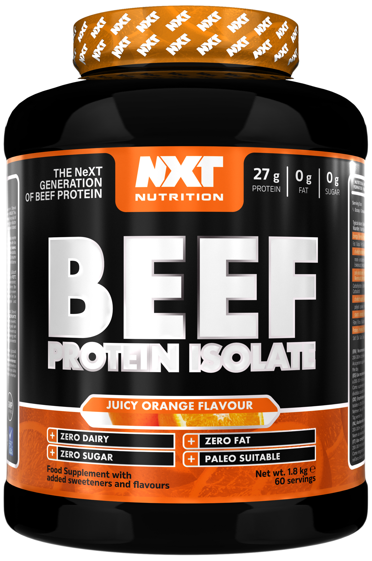 NXT Nutrition Beef Protein Isolate 1.8kg Orange