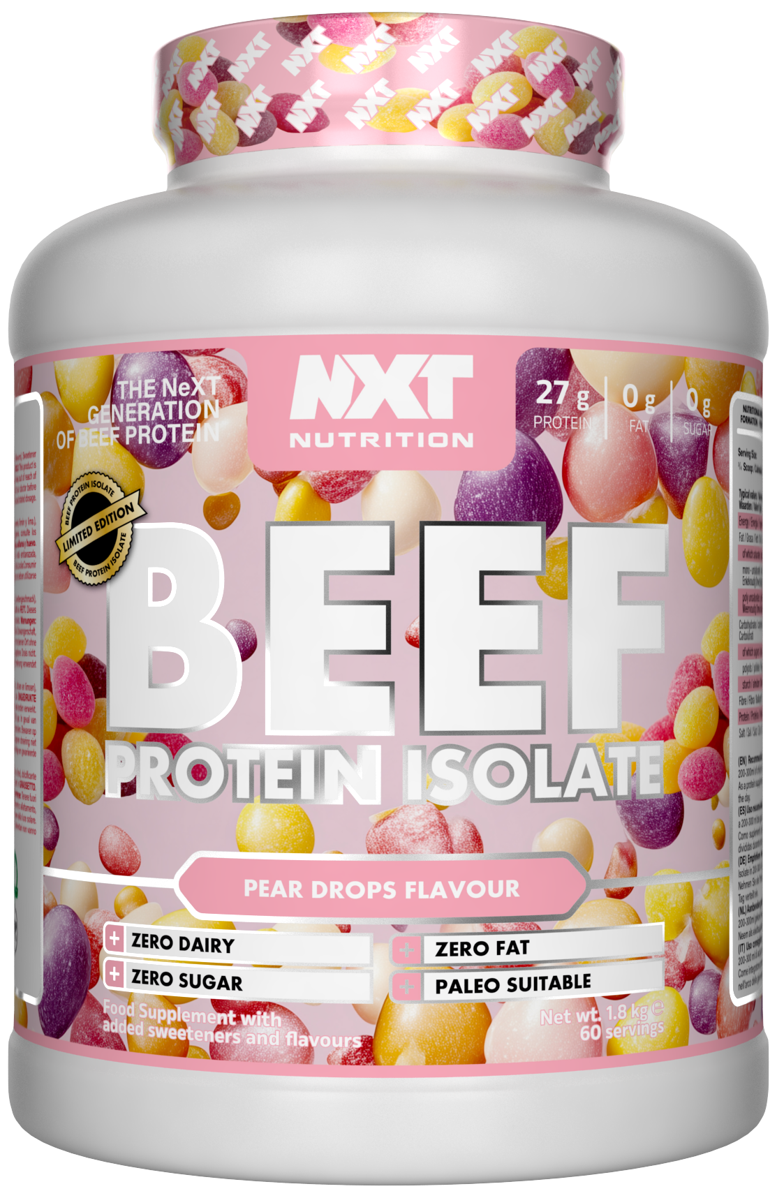 NXT Nutrition Beef Protein Isolate 1.8kg Pear Drops