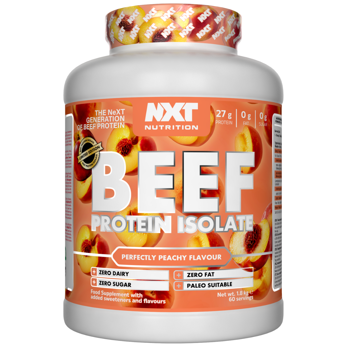 NXT Nutrition Beef Protein Isolate 1.8kg Perfectly Peachy