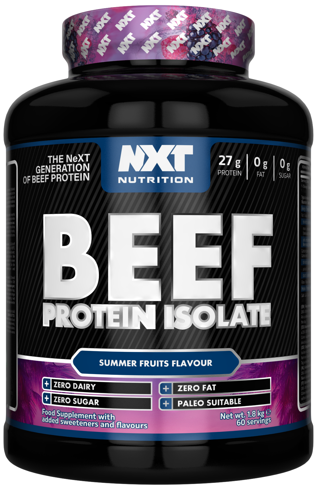 NXT Nutrition Beef Protein Isolate 1.8kg Summer Fruits