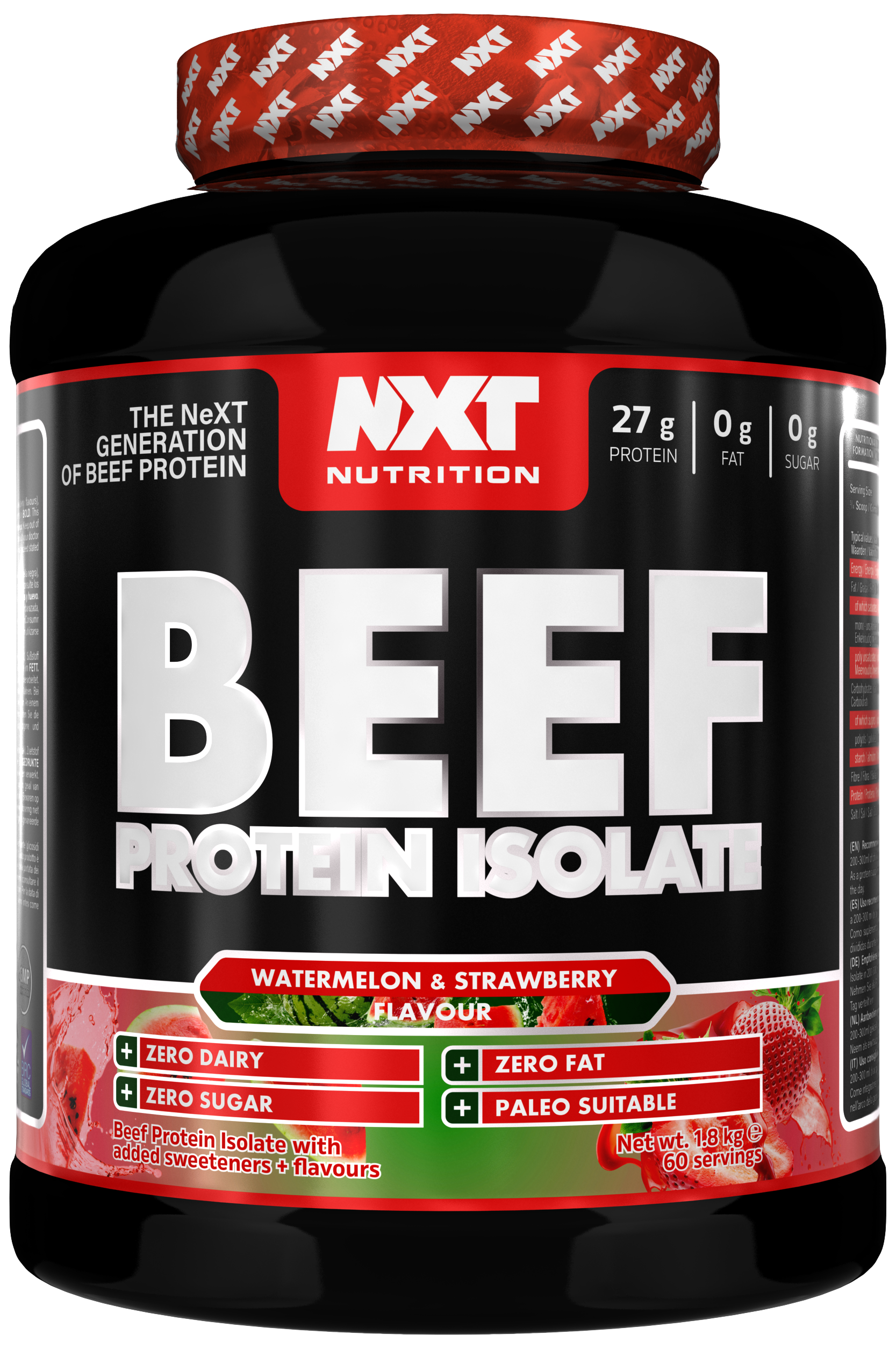 NXT Nutrition Beef Protein Isolate 1.8kg Watermelon & Strawberry