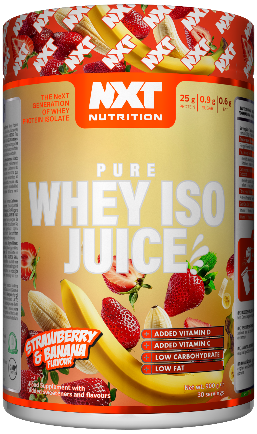 NXT Pure Whey ISO Juice 900g Strawberry & Banana
