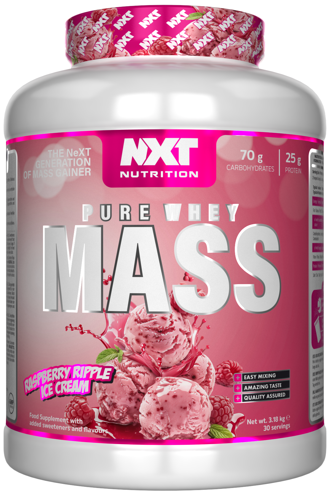 NXT Pure Whey Mass 3.18kg Raspberry Ripple Ice Cream