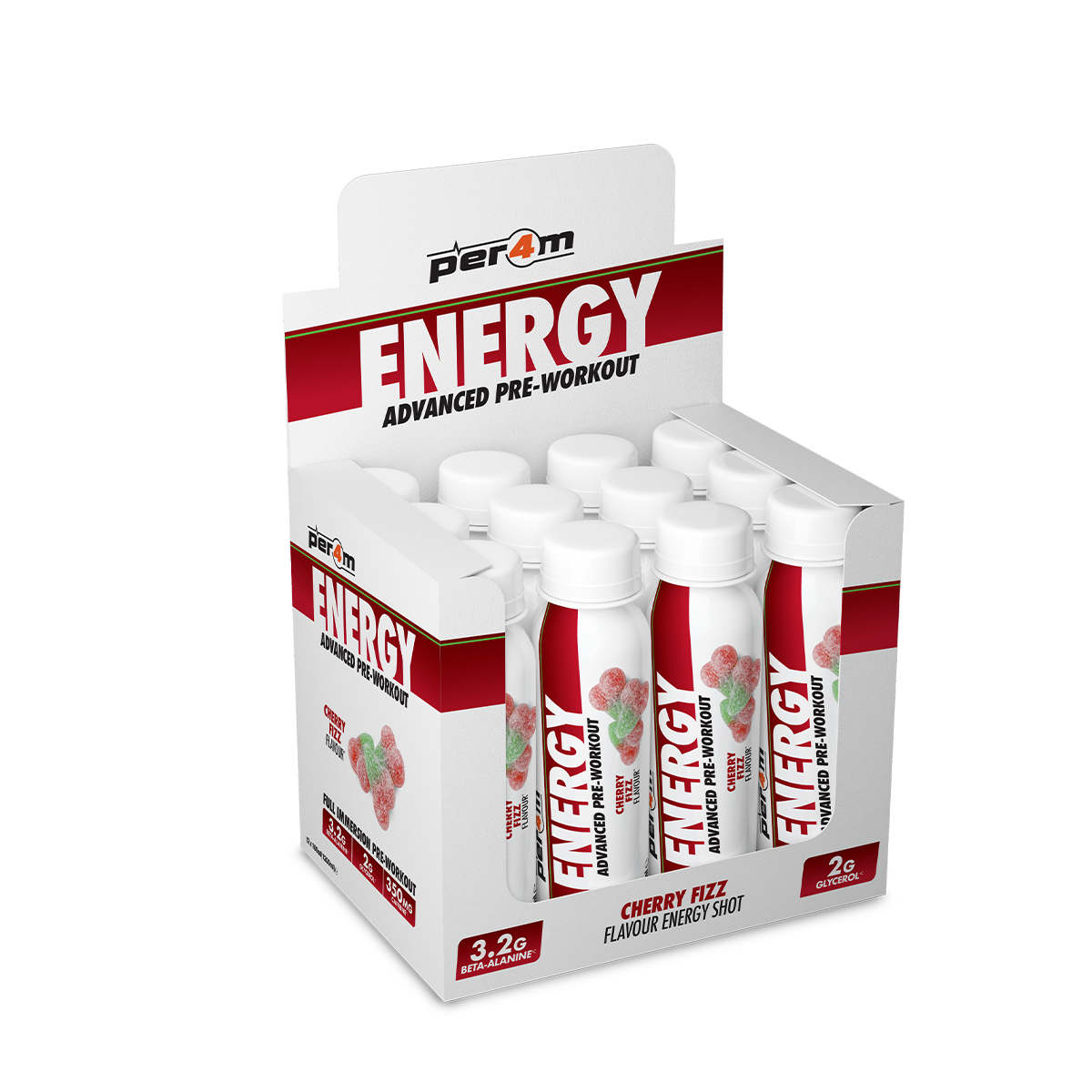 Per4m Energy Pre Workout Shot 12x100ml Cherry Fizz