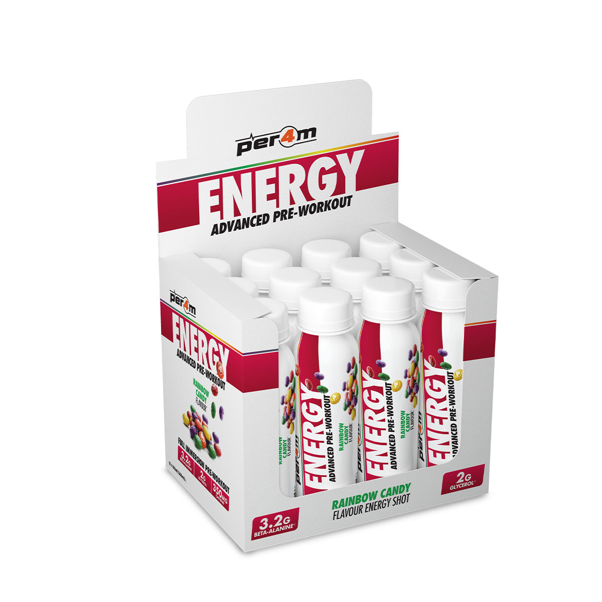 Per4m Energy Pre Workout Shot 12x100ml Rainbow Candy