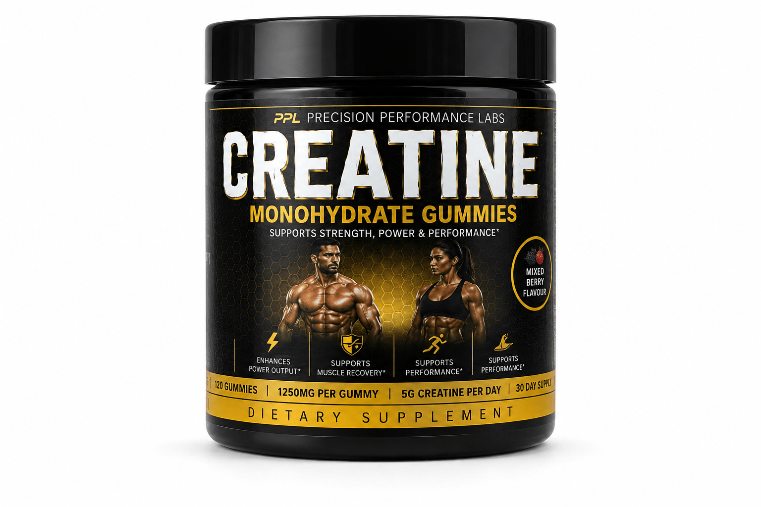 Precision Performance Labs Creatine Monohydrate Gummies 5g – Mixed Berry 120 Count - Precision Performance Labs