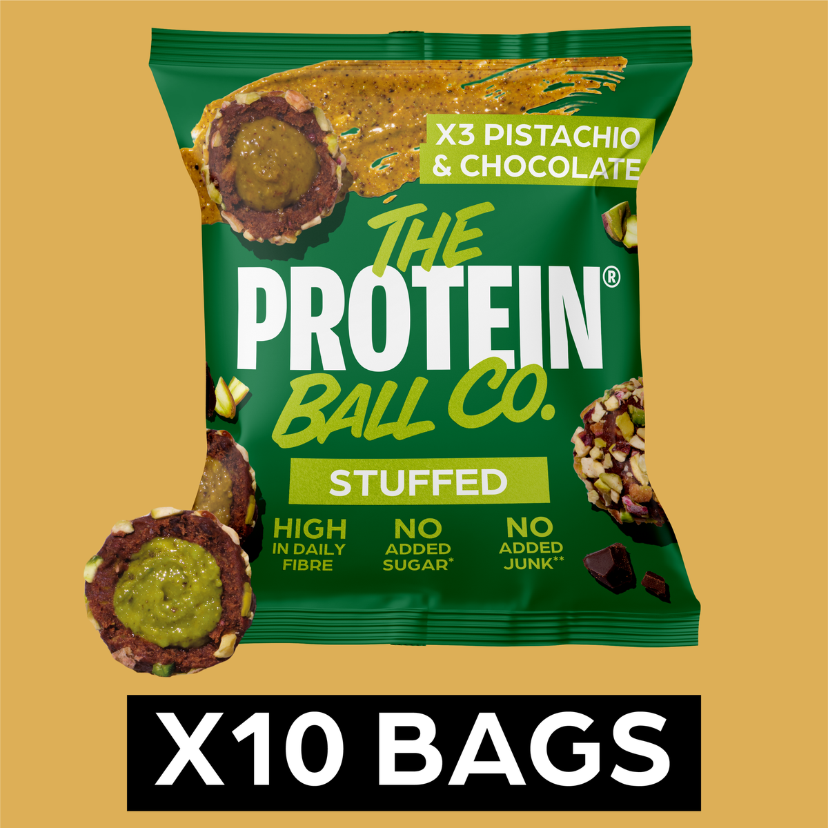 The Protein Ball Co Stuffed Pistachio & Chocolate 10 x 36g