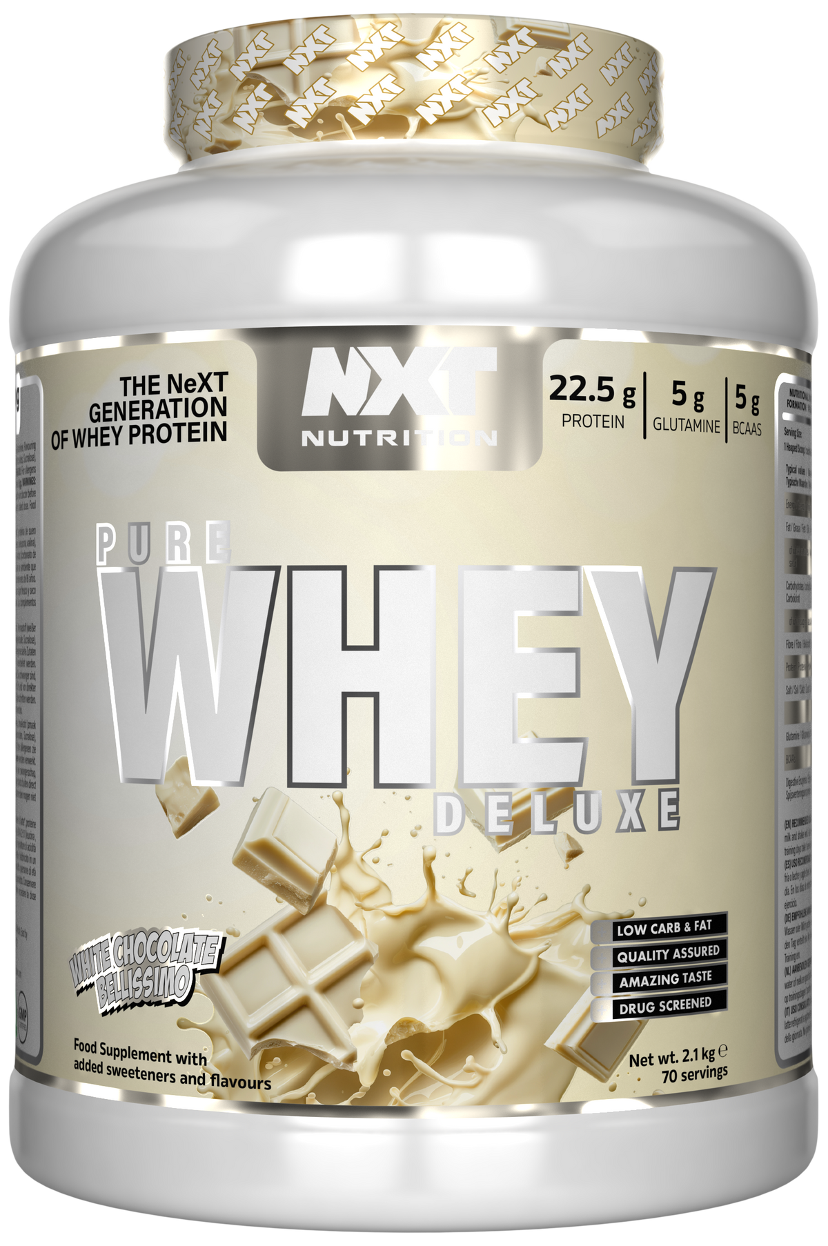 NXT Nutrition Pure Whey Deluxe 2.1kg White Chocolate Bellissimo