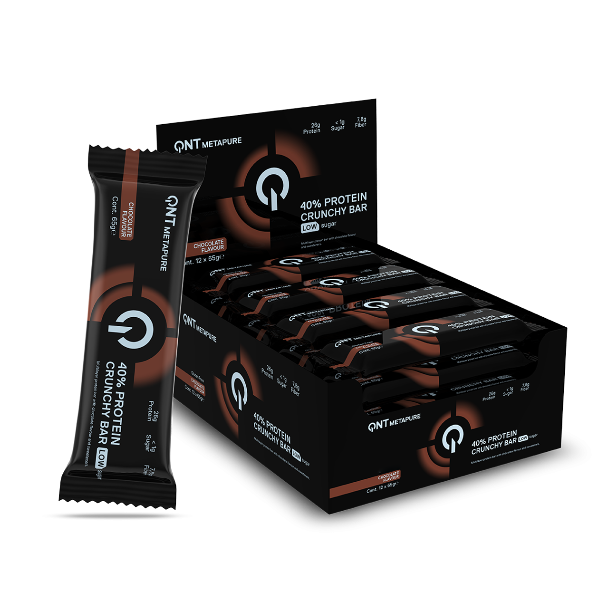 QNT 40% Protein Crunchy Bar 12x65g Chocolate Cookie