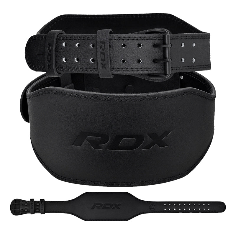 RDX 6 Inch Leather Gym Belt Black