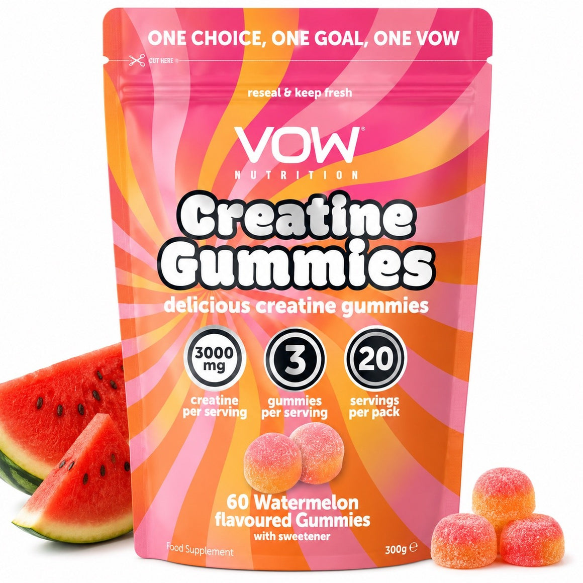 VOW Nutrition Creatine Gummies 60 Watermelon