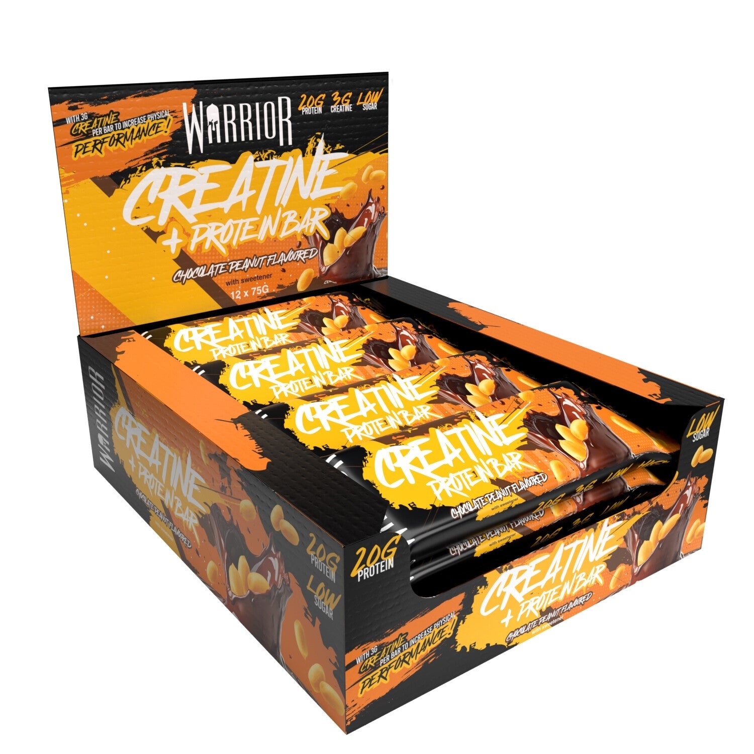 Warrior Creatine Bars 12x75g Chocolate Peanut Display Box