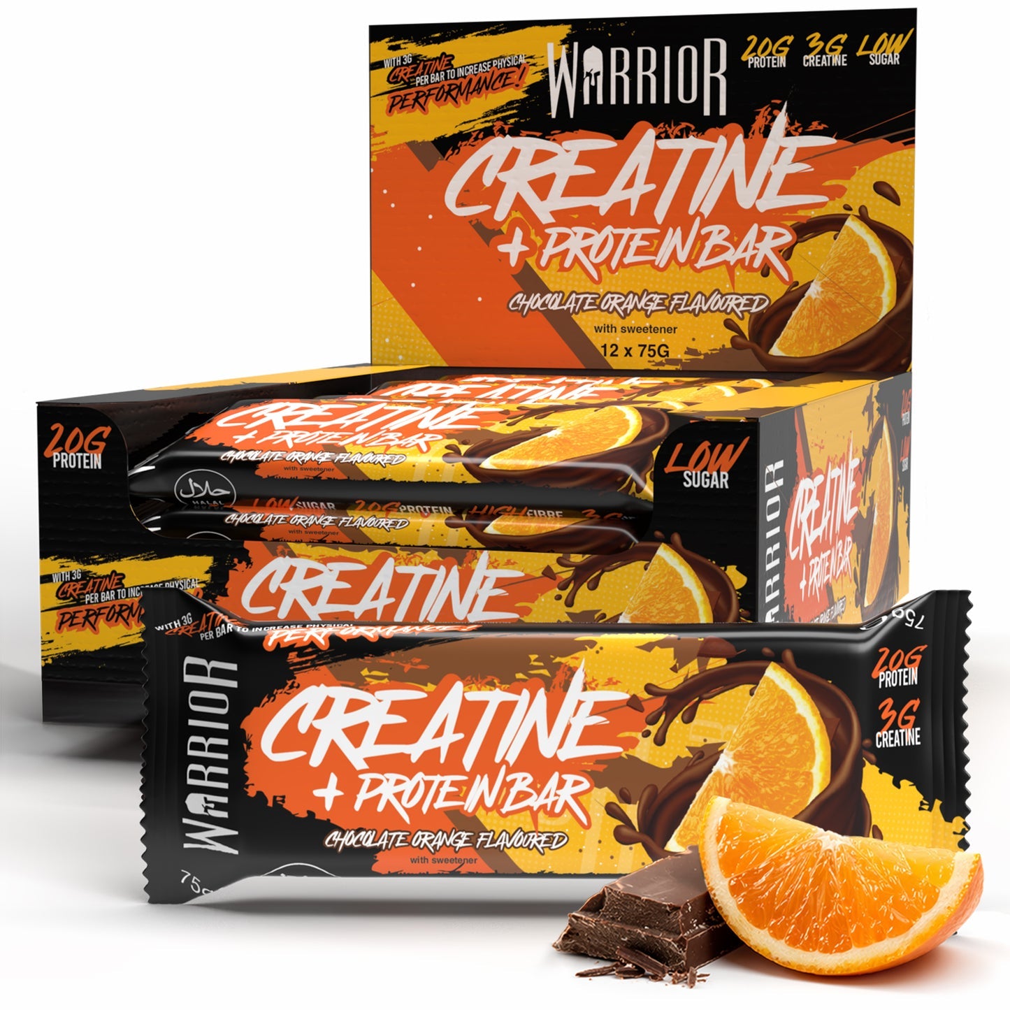 Warrior Creatine Protein Bar 12x75g Chocolate Orange
