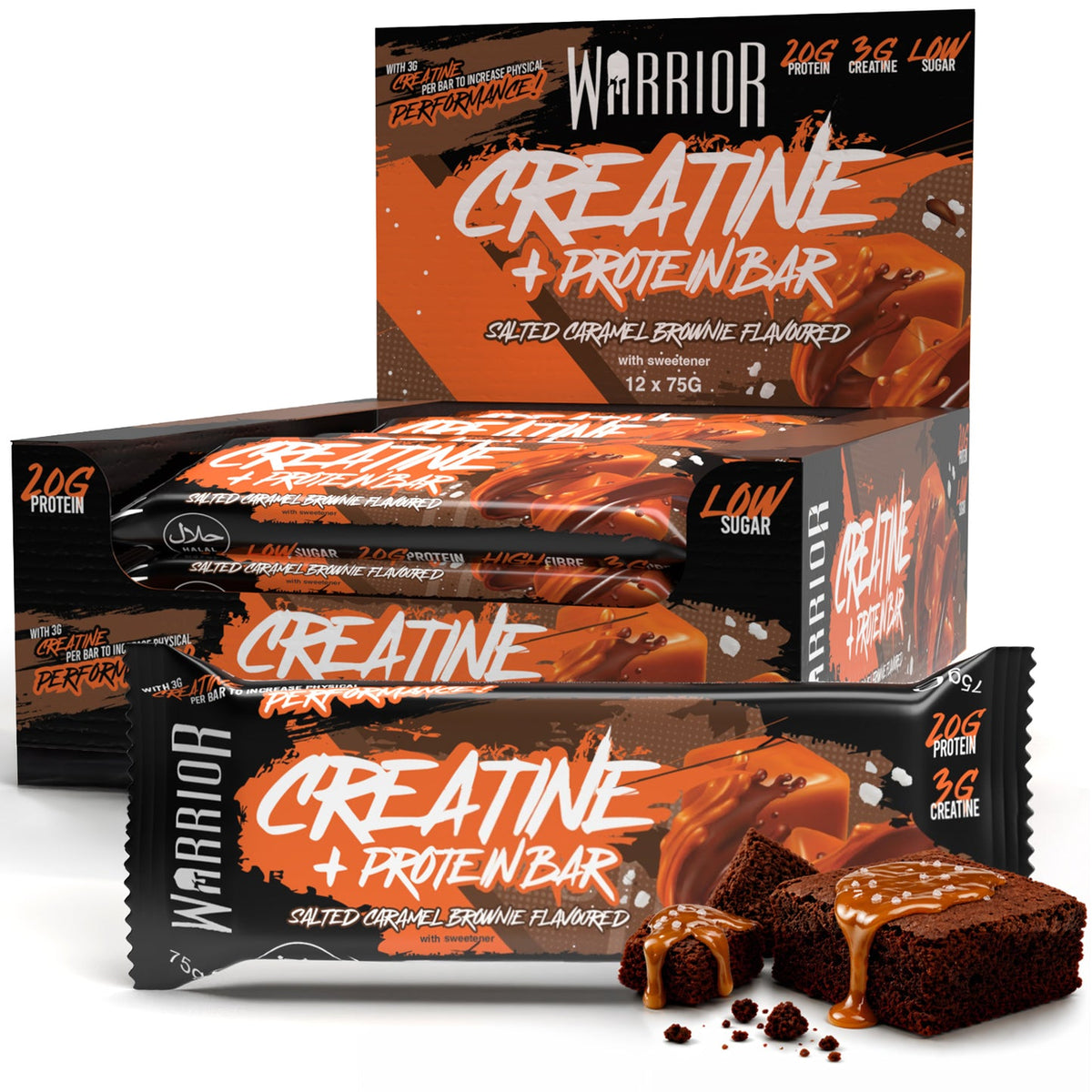 Warrior Creatine Protein Bar 12x75g Salted Caramel Brownie